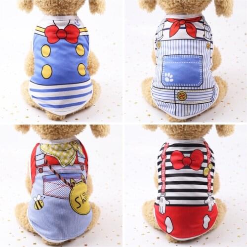 Spring Summer Pet Vest Dog Clothes Party Dress For Small Dog Bow Tie Pattern Mesh Shirt Ventilation Tank Top Dog Clothing Pug