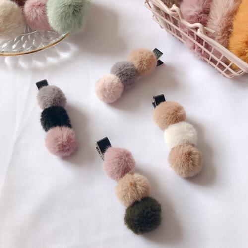 Cute Woolly Round Hair Accessories Barrettes For Women Kids 1pc Hair Clips Crab Hair Claws Headdress Headwear Hair Jewelry