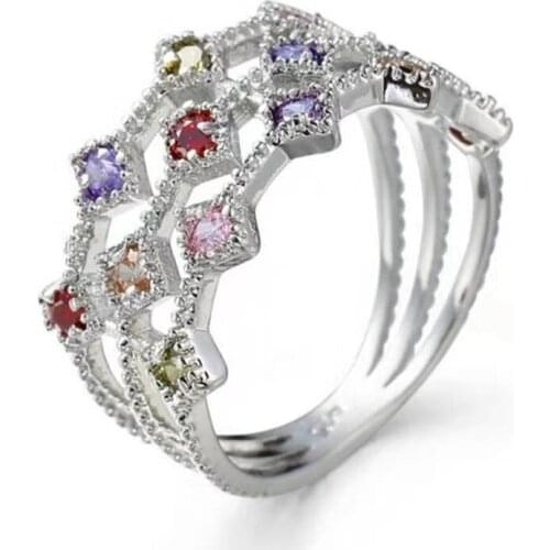 MFY Fashion Ring Set With Colorful Oval Rectangular Fashionable Zircon Engagement Wedding Ring For WomenNew store specials