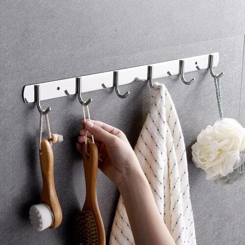 Minimalist Stainless Steel Slat Wall Hooks Bathroom Waterproof and Rust Proof Hanger Key Wall Holder Bathroom Accessories Tools
