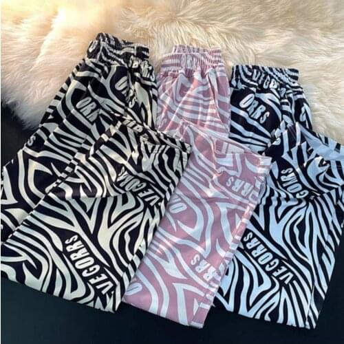 New cartoon printed casual pants women Pyjamas the summer loose wild high-waisted wide-leg pants trendy Sleep Bottoms