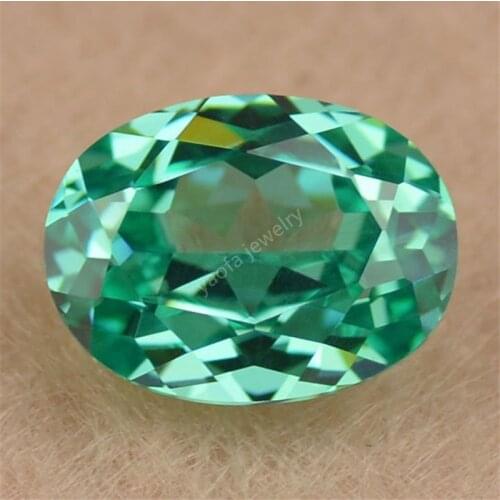 Wholesale 5A Loose Oval Shape Brilliant Cut Blue Green Color Lab Created Synthetic Paraiba Gems Stone For Ring Surface