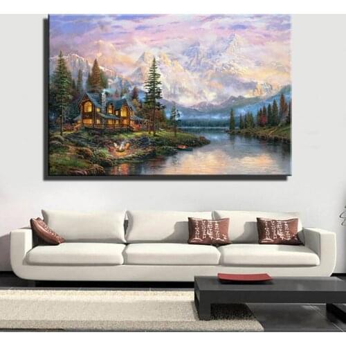 Poster HD Print Thomas Kincards Cathedral Lodge Abstract Landscape Picture Canvas Wall Artist Home Decoration