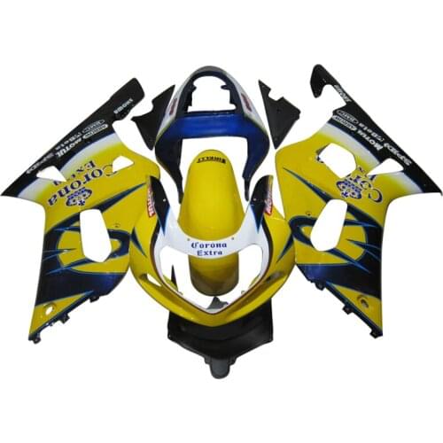 Platic fairing kit for SUZUKI GSXR 600 750 2001 2002 2003, Yellow Black Blue Fairings GSXR600 GSXR750 k1 k2 k3 PL118