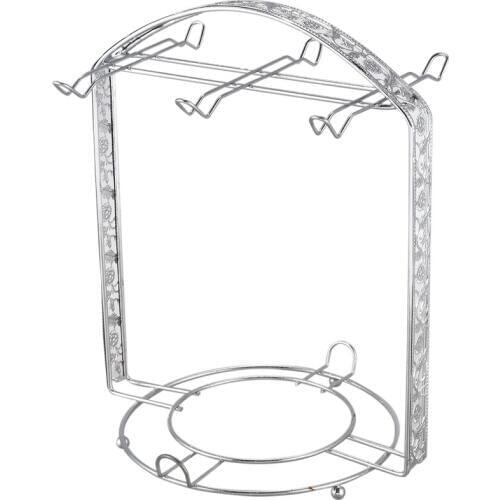 Silver Plating Coffee Cup Hob Cup Dish Rack Can Hang Most 6 Cups and Saucers Metal Stand Holder