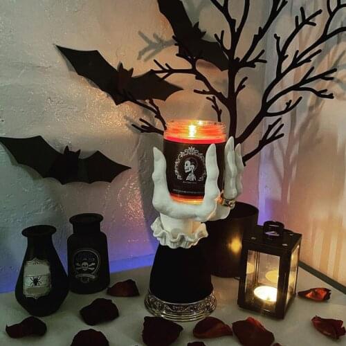 Halloween Candle Holder Witch Hand Shaped Resin Candlestick Palm Candlestick Desktop Ornaments Decor