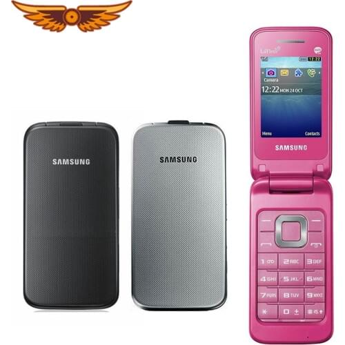 Original Samsung C3520 Unlocked 2.4 Inch English Keyboard Only 3G WCDMA 1.3MP Flip Mobile Phone Used Cellphone