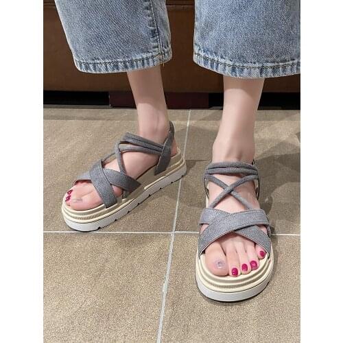 Explosive Style Large Size Ladies Sandals Summer New Fashion All-Match Thick-Soled Increased Casual Sandals
