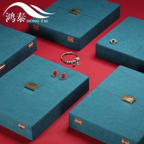 High-grade leather solid color drawer box jewelry decoration box ring necklace bracelet set box support custom LOGO