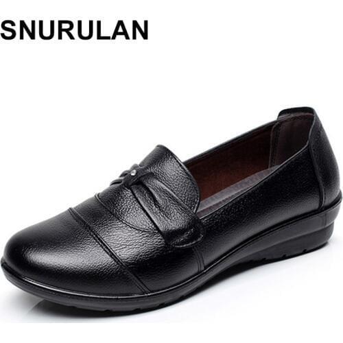 SNURULANSuperstar shoes women genuine leather party shoes pleated adult solid spring/autumn boat shoes zapatos mujer E543