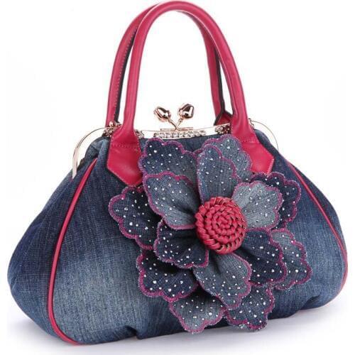 2PCS / LOT Women Handbag Vintage Flower Womens Tote Women Messenger Bags Ladies Purse Shoulder Bag Bolsas