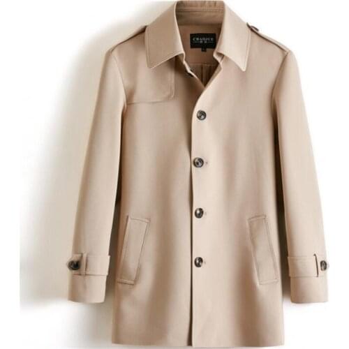 England mens trench coats gabardina hombre fashion man short clothes single-breasted overcoat fashion long sleeve khaki black