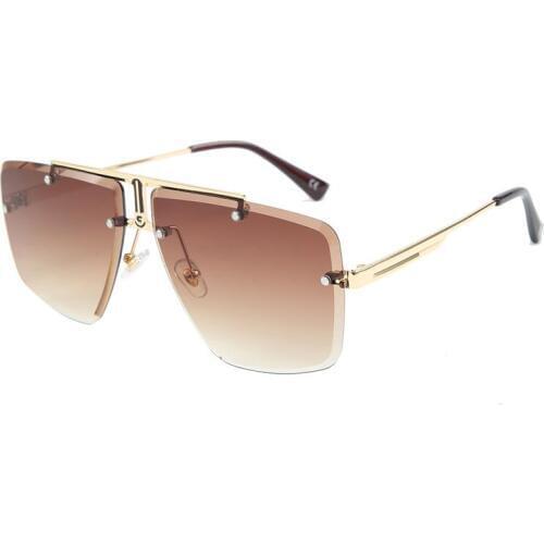 Vintage Rimless Square Sunglasses Men Cutting Lens Sun Glasses for Outdoor Metal Frame Oversize Goggles Oculos Shades 5011DF