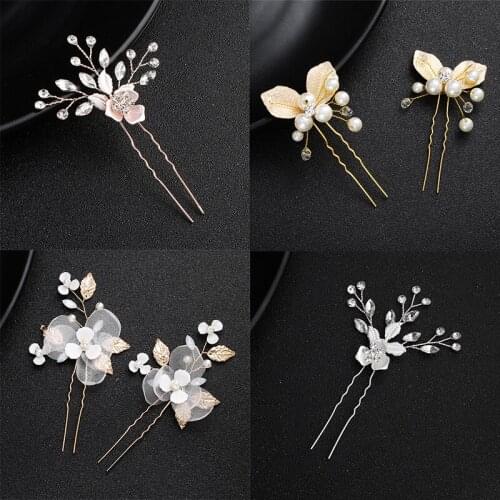 Gold Color Prom Bride Bridesmaid Hair Accessories Hair Pin Clip Luxury Crystal Rhinestone Wedding Hairpins Sticks For Women
