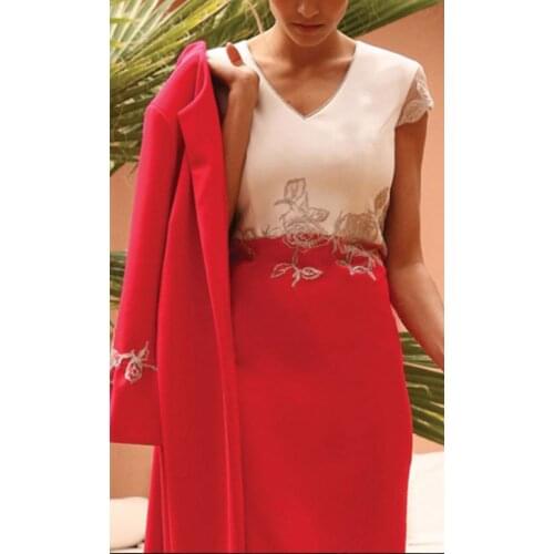 2021 Two Pieces Mother Of The Bride Dresses Suits Red Outfits Flare Women Formal Wedding Guest Dresses Evening Gowns New