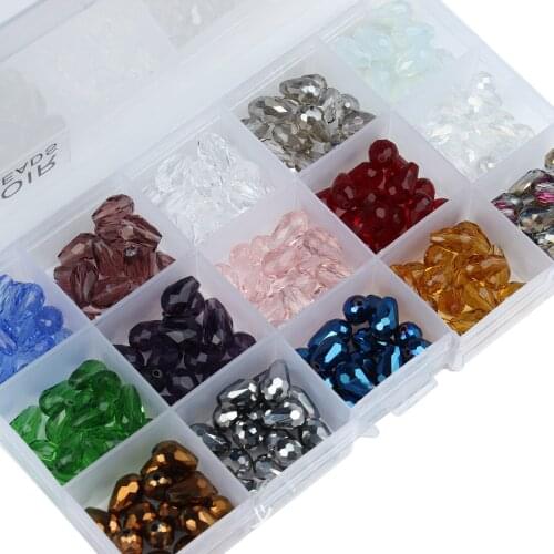 115PCSDIY jewelry accessories material crystal bead multi-color water drip-shaped crystal box beads for jewelry making