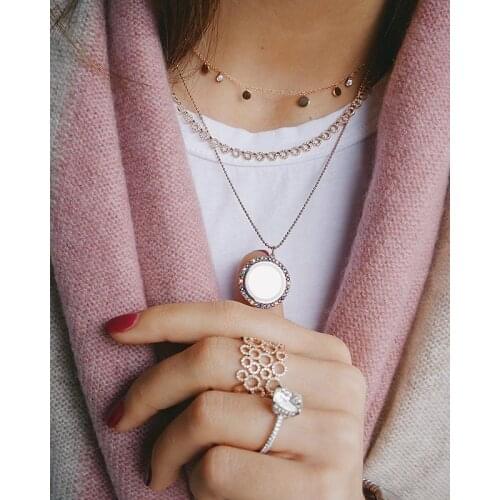 2021 Rainbow Cz Multi Colors Rainbow Round Disc Coin Statement Necklace Gold Color Filled Fashion Women Charm Wedding Jewelry