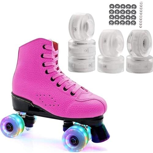 8pcs Roller Skate Wheels Replacement Luminous Light Up Wheel with Bearings and Wheels Cores for Double Row Skating Skateboard