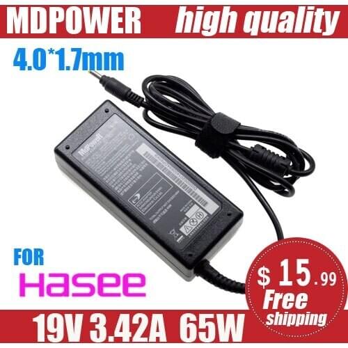FOR HASEE 19V 3.42A 65W 4.0*1.7mm Laptop AC Adapter power Charger UT43 UT45 TU47 UI43 UI47 UI45 UI41R/G/S/B UN47 D1 D2 D3