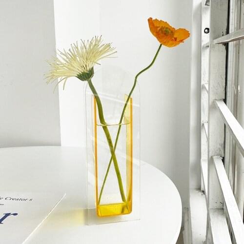 1pcs Acrylic Dazzle-Colorful Vase ins Simple Living Room Decoration Transparent Vases For flower Arrangements Nordic Vase Decor