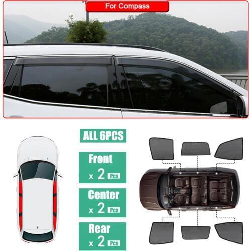 Side Windows Magnetic Sun Shade UV Protection Ray Blocking Mesh Visor Fit For Jeep Compass 2017-2018