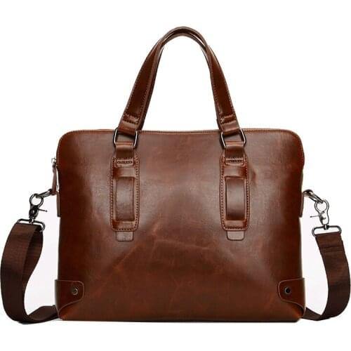 Large Briefcase Vintage Men Business Handbag Men Shoulder Bags Crazy Horse Thick Leather Male Female Crossbody Laptop Bag