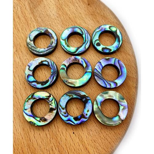 5pcs/pack Natural Abalone Shell Loose Beads Circle Shape Donuts Shape 13mm 15mm 18mm DIY for Making Necklace Bracelets Earrings