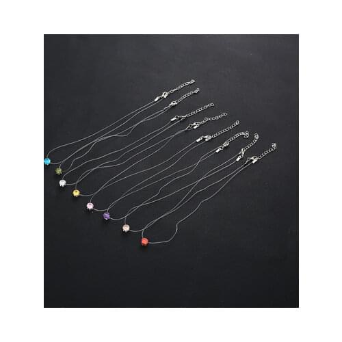 Geometric Zircon Transparent Line Bone Chain Necklace for Women Girls Simple Clavicle Chain Choker Necklacse Jewelry Gifts