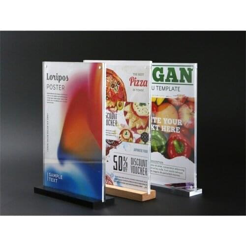 A4 A5 A6 Countertop Table Desk Menu Price Tag Sign Holder Brochure Paper Poster Photo Display Frame Stand Acrylic Wood Magnetic