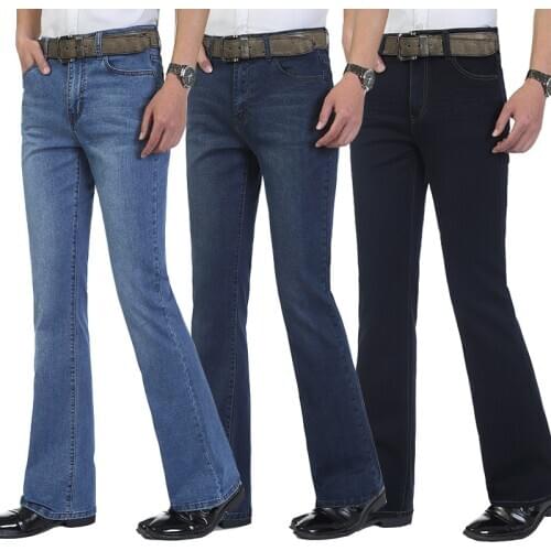 Mens casual stretch Skinny Mid Waist Flare Jeans Trousers Boot cut Pants male Streetwear Spring 2020 New Sale