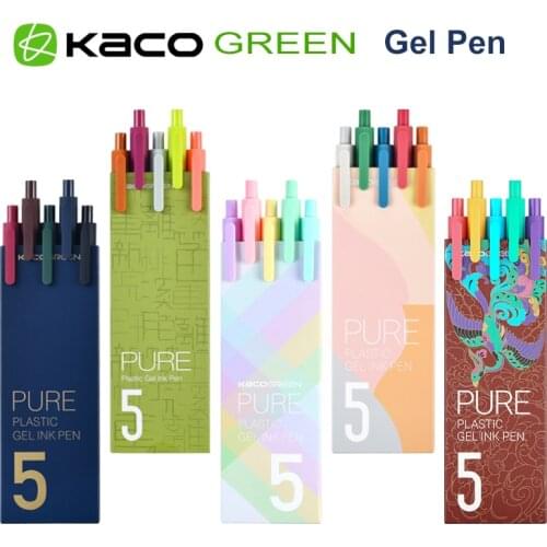 5pcs/pack 5 Newest KACO Sign Pen Gel Pen 0.5mm Refill Smooth Ink Writing Durable Signing Pen 5 Colors Vintage Color Stationery
