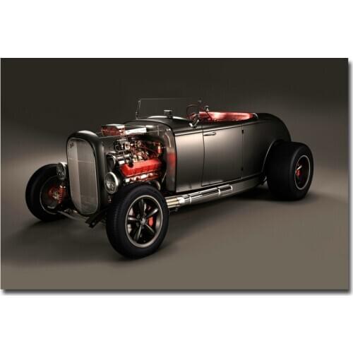 NICOLESHENTING Hot Rod Muscle Car Art Silk Fabric Poster Print Classic Car Pictures For Living Room Decor 001