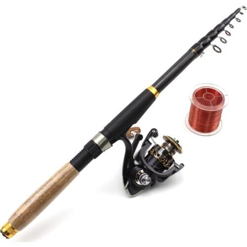 1.8M-3.6M Carbon Telescopic Fishing Rod Portable Spinning Fishing Rod and reel Fishing line combination Pole Travel Sea rod