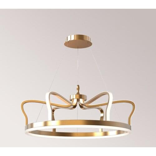 Creative Crown LED Chandeliers 68W 92W Modern Nordic Gold Lighting Hanging Fixtures For Children Living Room Bedroom Decoration