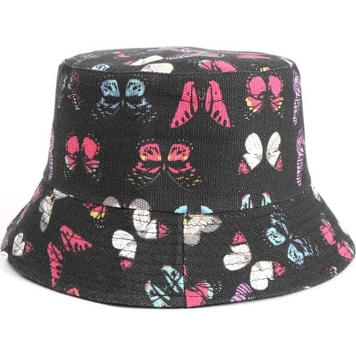 LDSLYJR 2021 butterfly print Bucket Hat Fisherman Hat outdoor travel hat Sun Cap Hats for Women 257