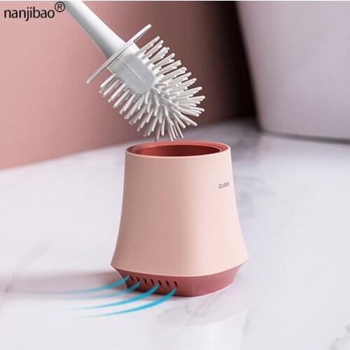 Long Handle Toilet Brush Set Bathroom Silicone Brush Head No Dead Corner Cleaning Brush Can Store Water and Automatically AirDry