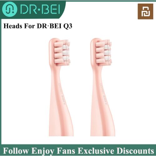 DR.BEI Brush Heads Replacement For Q3 Sonic Electric Toothbrush Tooth Brush Ultra-Fine Soft Bristle Heads (Care) 2Pcs /Set