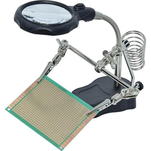 Desktop Magnifier Welding Magnifying with LED Light 3.5X-12X lens Auxiliary Clip Magnifier Third Hand Soldering Repair Tool