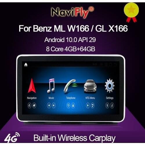 NaviFly 9" Android 10.0 Car DVD GPS Player For Mercedes Benz ML W166 GL X166 ML300 ML350 ML400 ML550 GL350 GL400 MSM8953 4G+64G