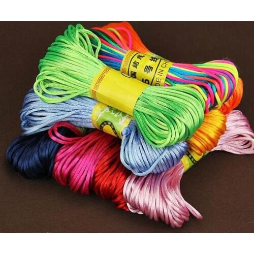 20 Meters/lot Soft Satin Rattail Silk Macrame Cord Multicolors 2mm Shamballa Beading Nylon Cord for DIY Braided Jewelry Making