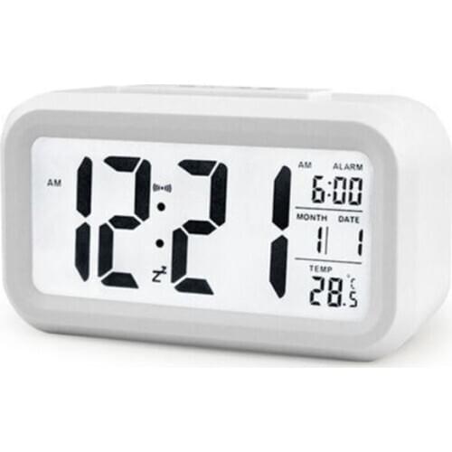 Newest Electronic Alarm Clock Digital LCD Alarm Clock Black/White Desktop Clock with LED Backlight Light Controller