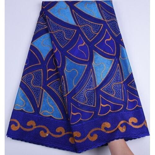 2019 Latest R Blue African Swiss Voile Lace In Switzerland Soft Swiss Cotton Laces With Stones For Nigerian Sewing Dress F1718