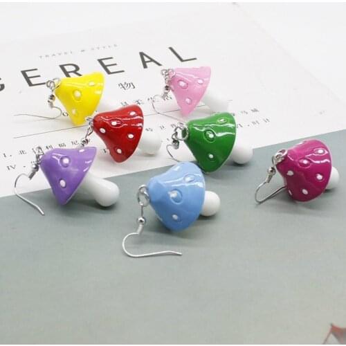 2021 New Korea Fashion Cute Mushroom Earrings for Woman Can Be Mixed Color Crochet Earrings Anime Earrings Jewelry wholesale