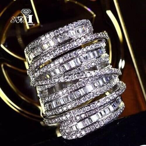 YaYI Jewelry Fashion Princess Cut Prong Setting White Cubic Zirconia Silver Color Engagement Wedding Party Leaves Gift Rings