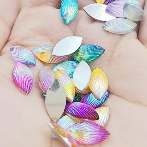 Multi 7*15mm 100pcs Flatback Resin Horse Eye Shape Shell Pattern Design Cartoon Stone Beads Resin Rhinestone For DIY Decoration