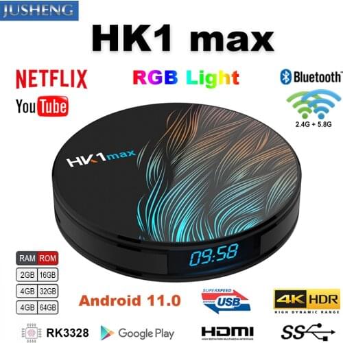 Android 10.0 HK1MAX Smart TV Box 2.4G/5G Wifi Quad Core 16G 32G 64G BT 4.0 Google Media Player Voice Control Support IP TV