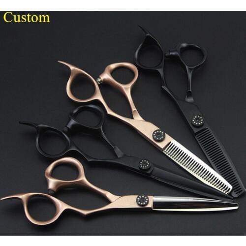 Custom name professional japan 440c steel Retro 6 inch hair scissors cutting barber salon thinning shears hairdressing scissors