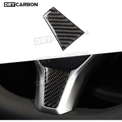 Carbon Fiber Car Steering Wheel Trim Moulding Cover Sticker For Tesla Model S X 2014-2019 Car Styling