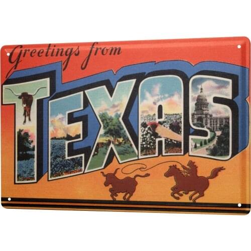 SINCE 2004 tin Sign World Trip Texas Cowboy