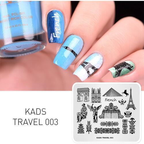 KADS Travel 003 Various Country Landmark Stencil Nails Tool Templates DIY Image Nail Art Stamping Manicure Plate
